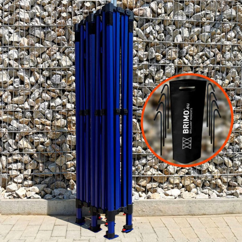 Foișor de grădină 3×6 m – pliabil cu 3 pereți | BRIMO® - cu 3 pereți - Albastru