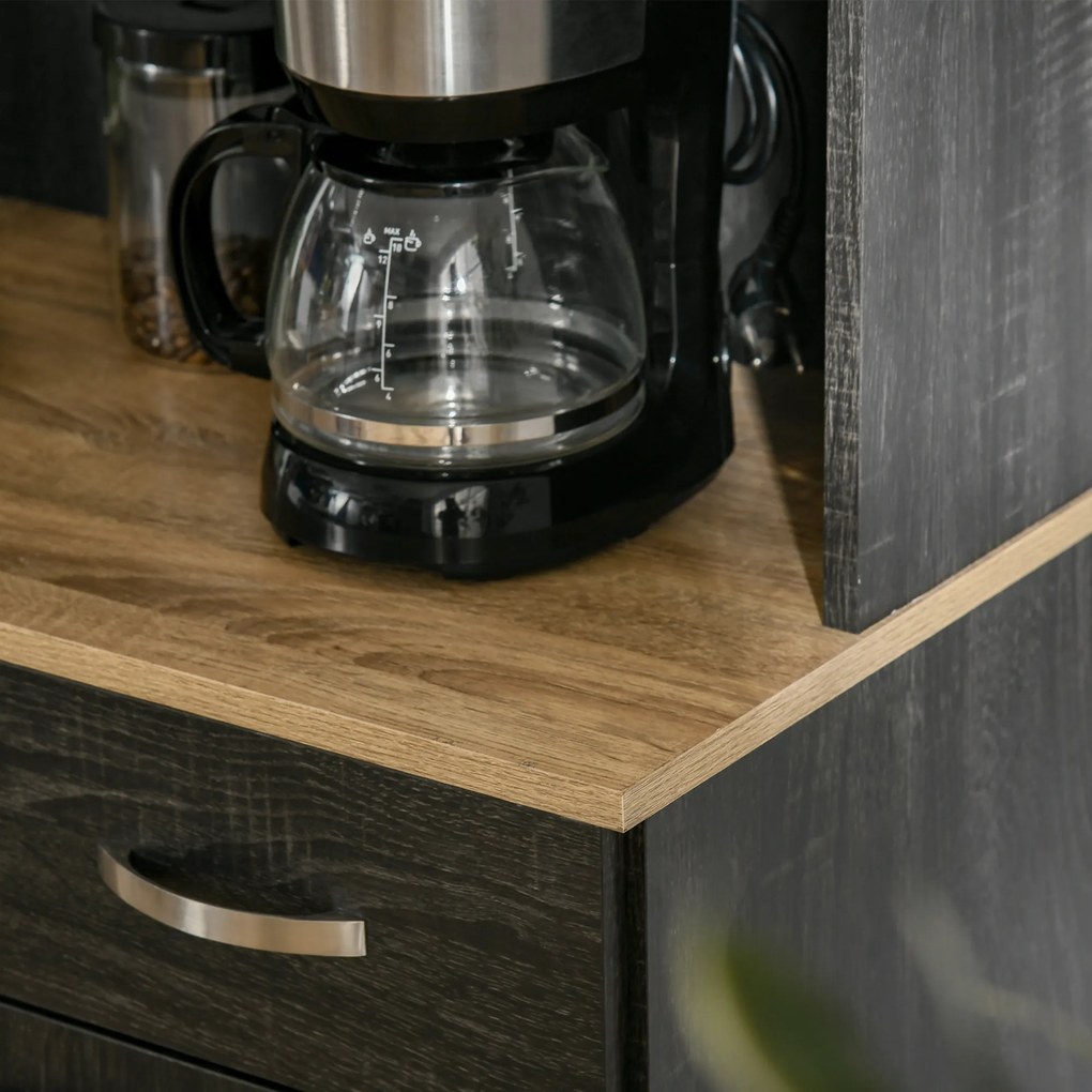 HOMCOM Bufet de Bucătărie cu Sertar și Blat, Uși și Rafturi Reglabile, 101x39x180 cm, Negru | Aosom Romania