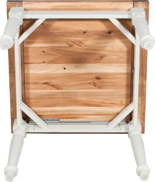 Masa pliabila, L90(180) 90 H80 cm, culoare natur alb antic, Lemn masiv