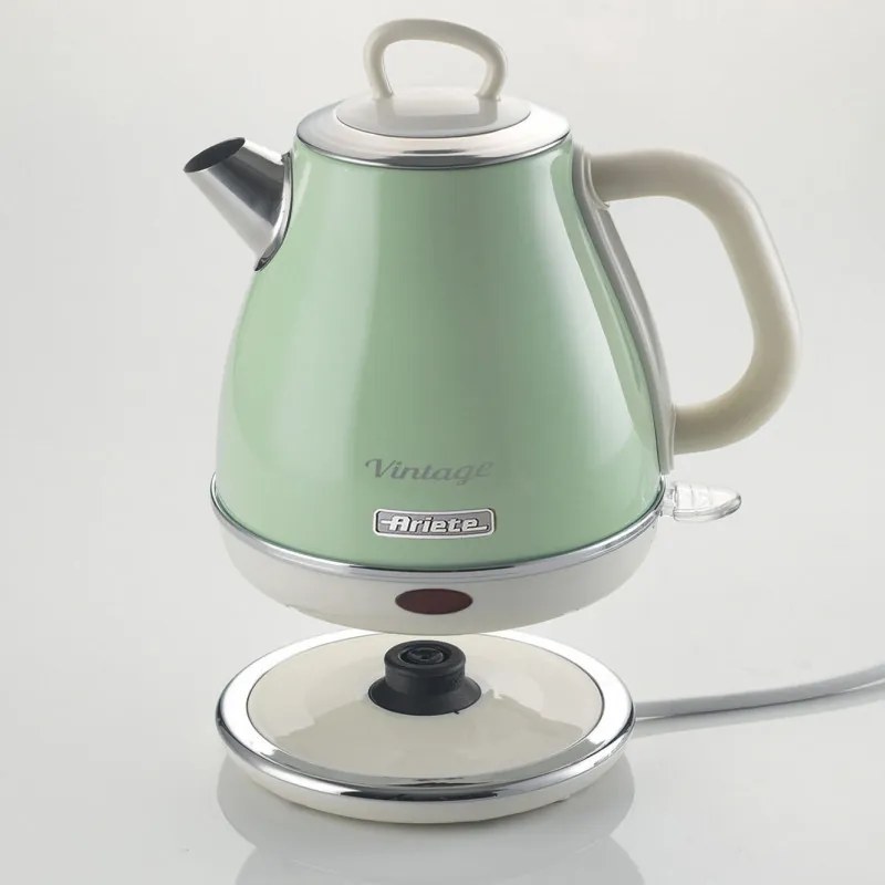 Cana electrica Ariete VINTAGE 2868/04, 1630W, 1 L, Corp metalic, Fierbere rapida, Baza fara fir, Verde