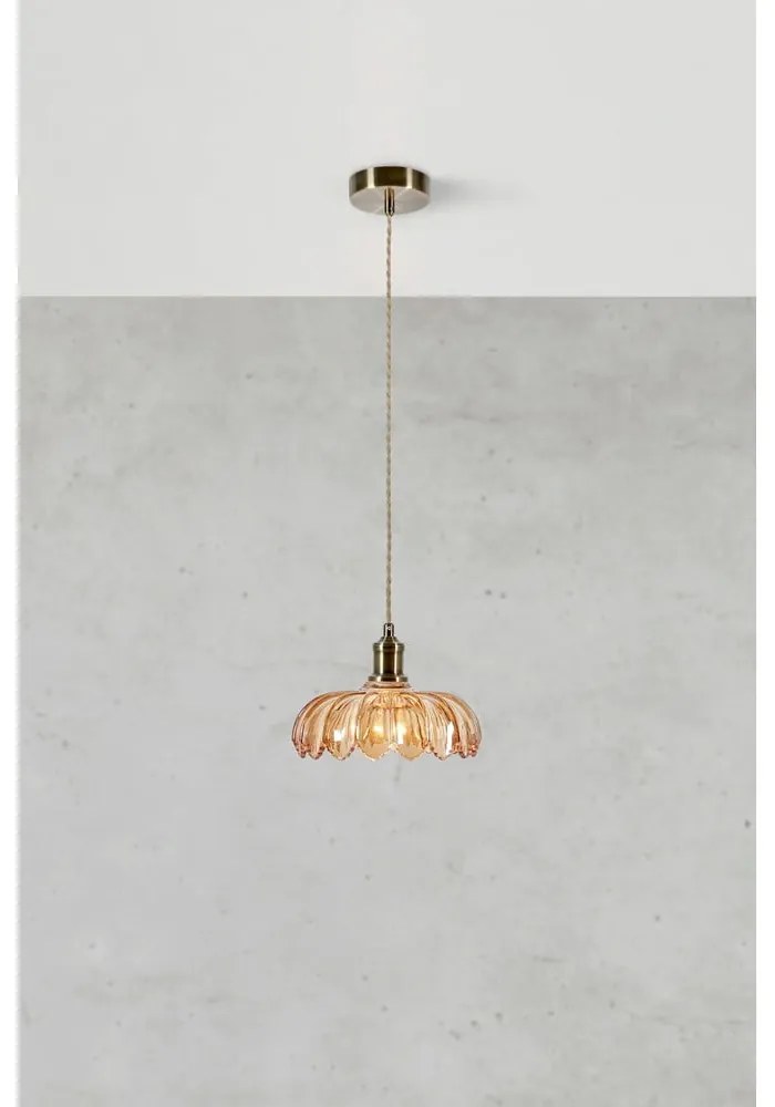 Lustră alămie/chihlimbar cu abajur din sticlă ø 25,5 cm Kurage – Markslöjd