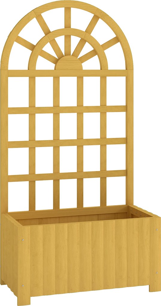 Outsunny Jardinieră cu spalier din lemn cu drenaj pentru cultivare legume, flori, ierburi aromatice 60x30x120 cm natural | Aosom Romania