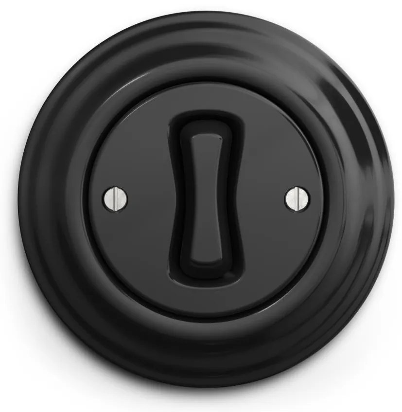 Kliklap - Întrerupător retro pentru scară cu ramă nr. 6, negru