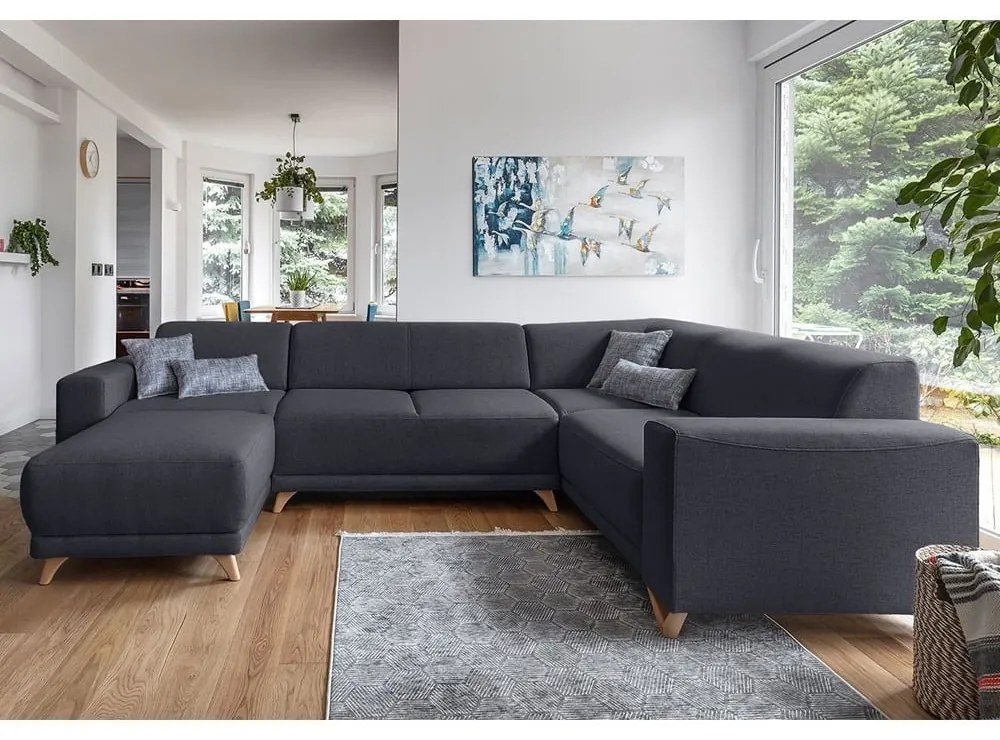 Colțar gri antracit extensibil/cu spațiu de depozitare (cu colț pe partea dreaptă/în formă de "U") Classy Sophie – Miuform