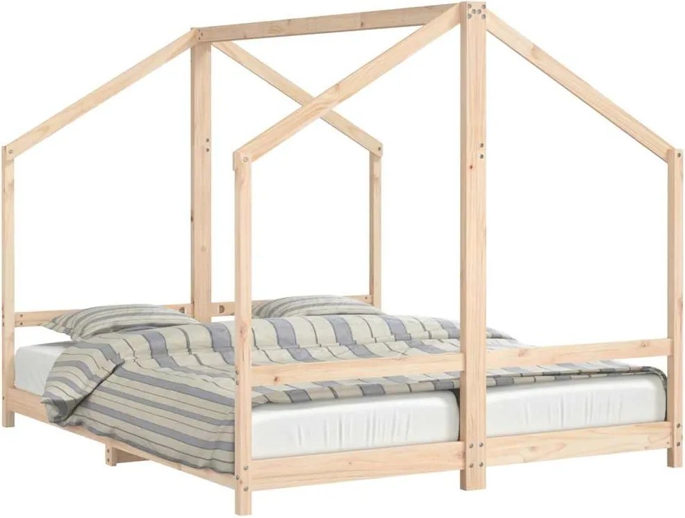 vidaXL Cadru pat pentru copii, 2x(80x200) cm, lemn masiv de pin