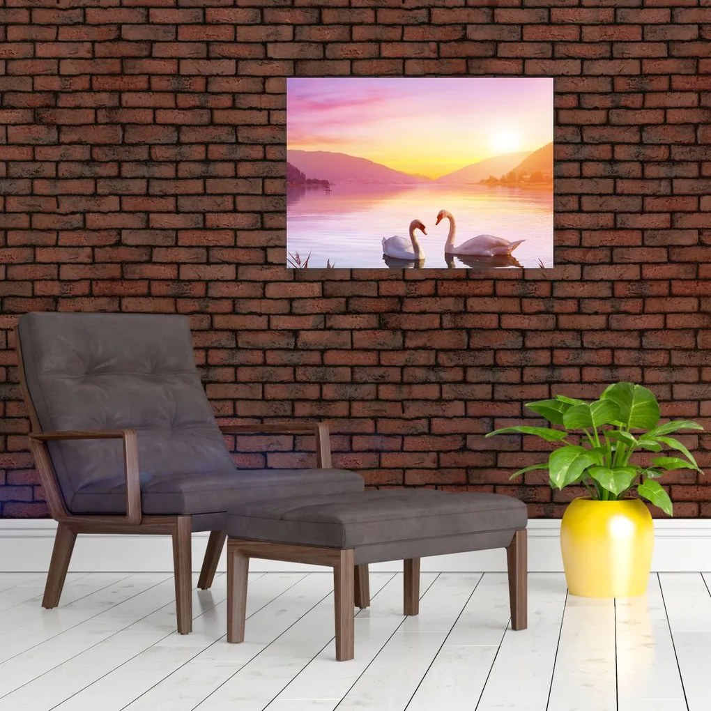 Tablou - Lebăde îndrăgostite (70x50 cm)