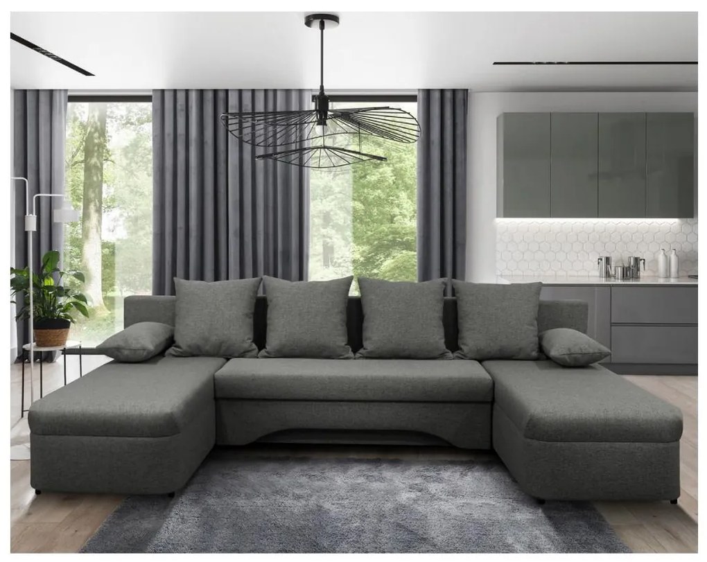 Colțar extensibil universal în formă de U cu spațiu de depozitare ALMEIDA antracit