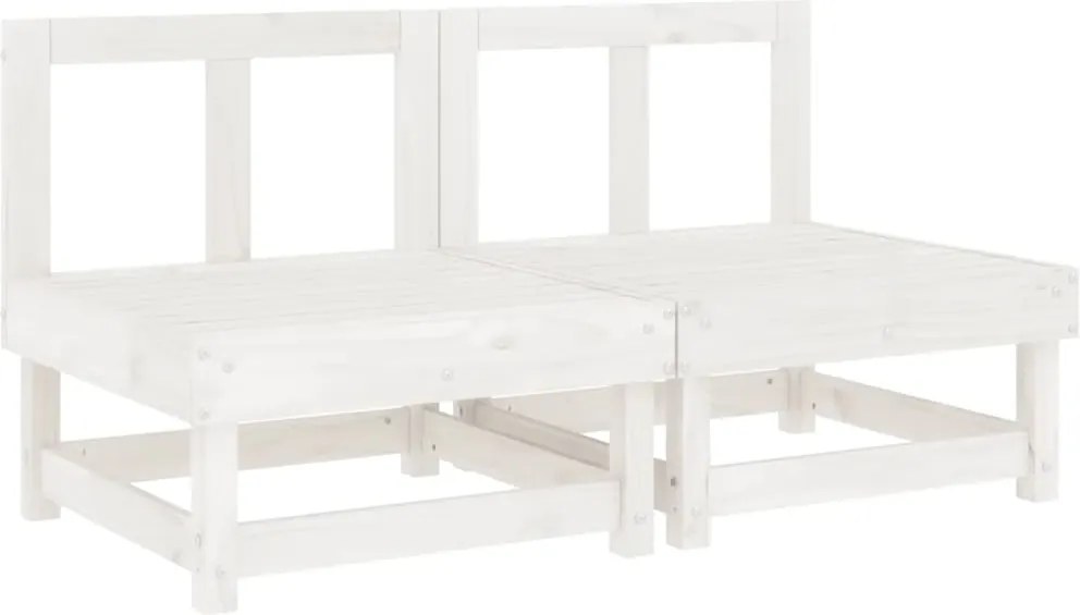 vidaXL Canapele de mijloc pentru grădină, 2 buc., alb, lemn masiv pin