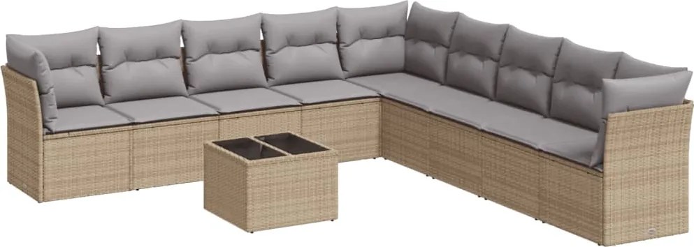 vidaXL Set canapele de grădină cu perne, 10 piese, bej, poliratan