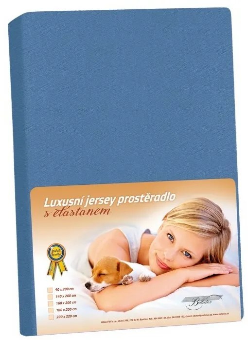 Cearșaf din jersey cu elastan, albastru închis, 200 x 220 cm