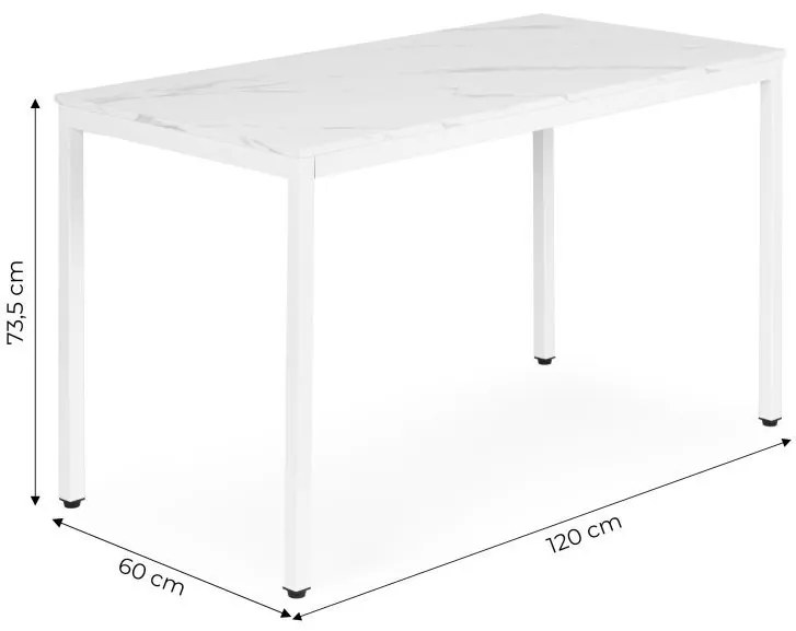 Masă de bucătărie din marmură albă 120 x 60 cm - masă universală pentru 4-5 persoane