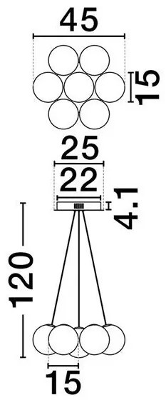 Lustra cu 7 pendule LED din sticla colorata SILENZIO