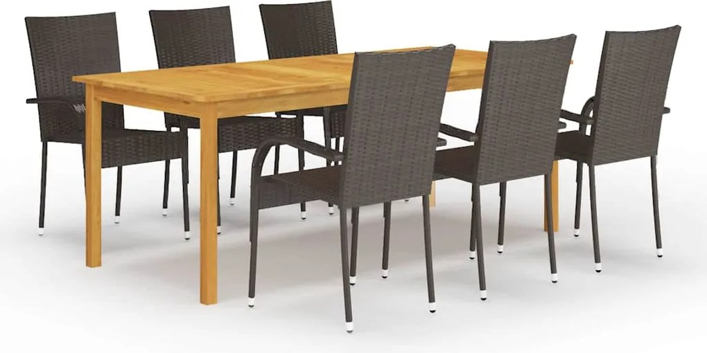 vidaXL Set mobilier de grădină, 7 piese, maro