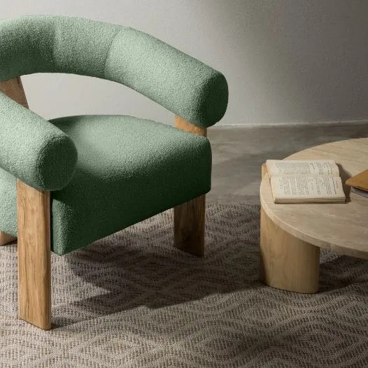 Fotoliu design verde închis KOKEI, stejar