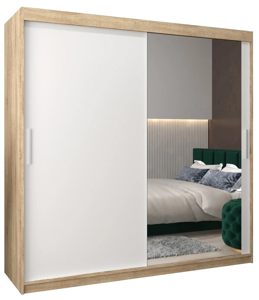 Dulap de haine 200 cm Toki 2 (stejar sonoma + alb mat). 1065024