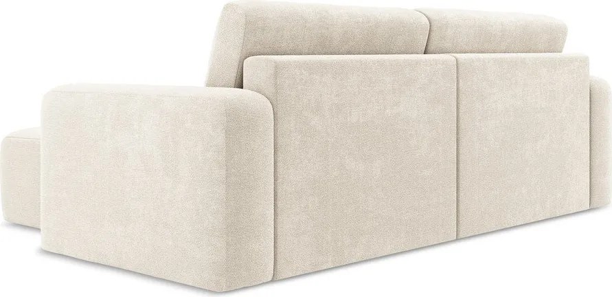 Colțar crem extensibil/cu spațiu de depozitare cu tapițerie din chenille (cu colț pe partea dreaptă/cu șezlong) Kona – Makamii