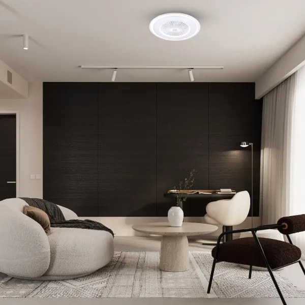 Plafonieră LED dimabilă cu ventilator ZONDA LED/48W/230V alb + telecomandă