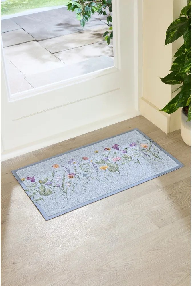 Covoraș de intrare din PVC 40x70 cm Blue Wild Flowers – Artsy Doormats