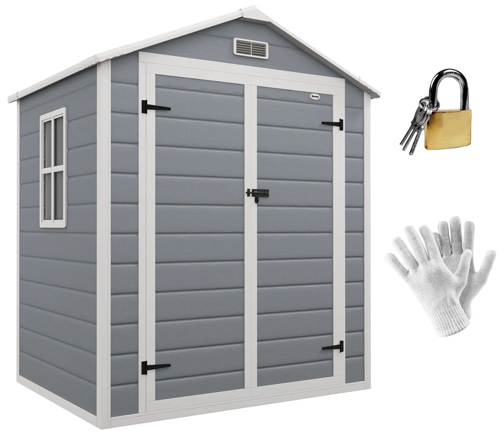 Outsunny Magazie Metalica pentru Gradina Gri Spatiu Depozitare Exterior | Aosom Romania