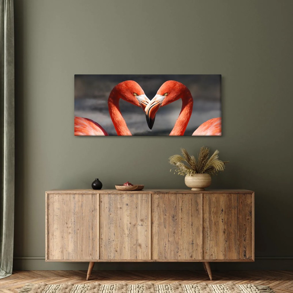 Tablou cu doi flamengo îndrăgostiți (120x50 cm)