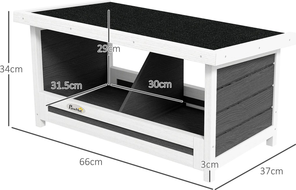 PawHut Cuibar pentru Găini cu 2 Zone, Bază Înălțată și Acoperiș din Bitum, 66x37x34 cm, Gri | Aosom Romania
