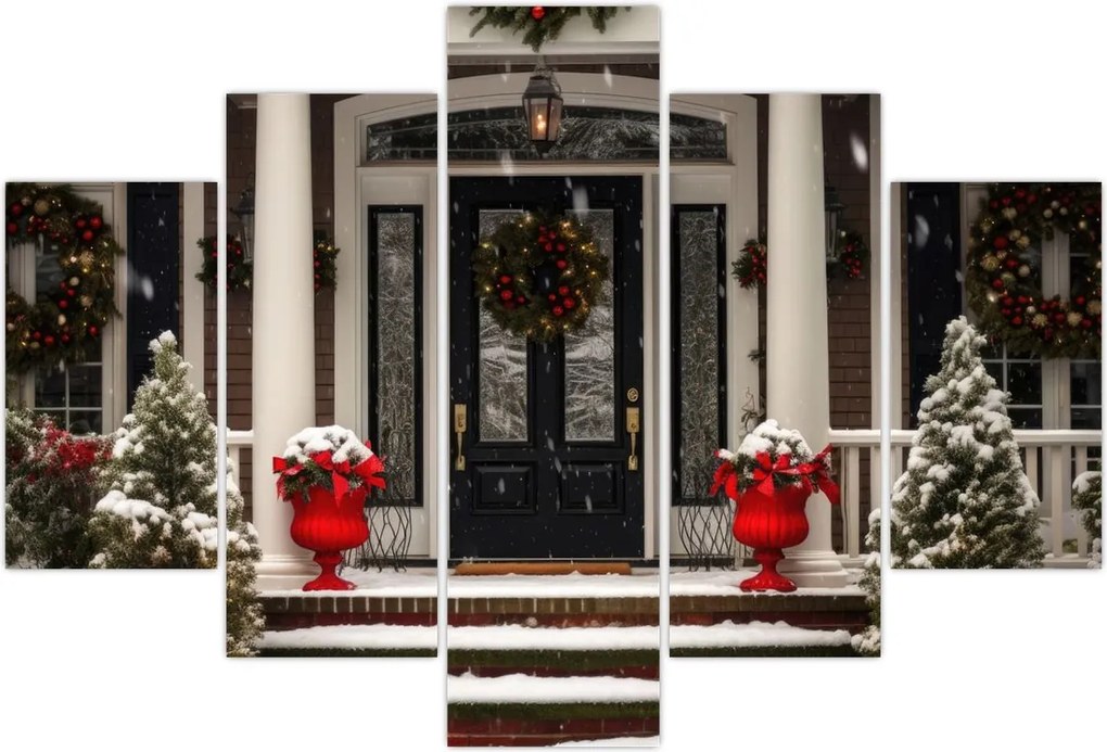 Tablou - Casa decorată de Crăciun (150x105 cm)