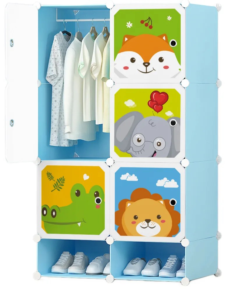 Dulap Modular Copii, 7 Compartimente, D4387, Blue