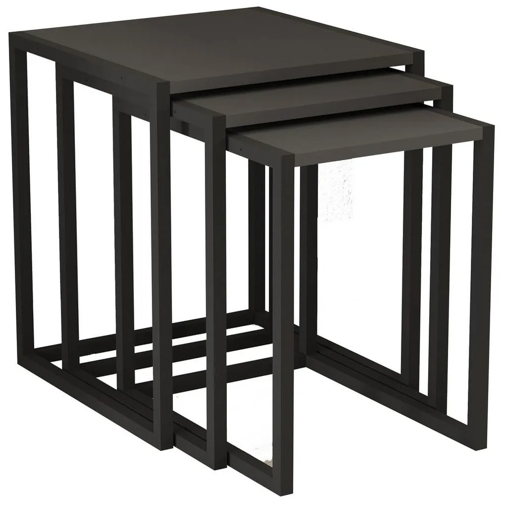 Set 3buc. măsuțe cafea Kibusa (negru + antracit). Promo -23%. 1094327