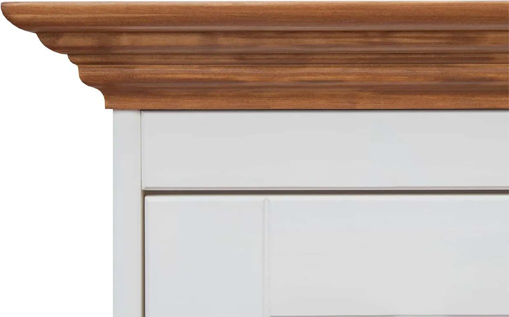 Vitrină lemn masiv alb-natur Linea, 90 × 45 × 130 cm