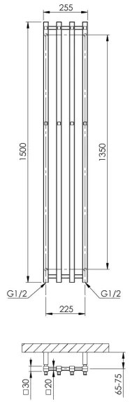 P.M.H. PX2C/4 - Radiator de baie tip scară PLUTO X, 350 W, 150 cm, crom lucios