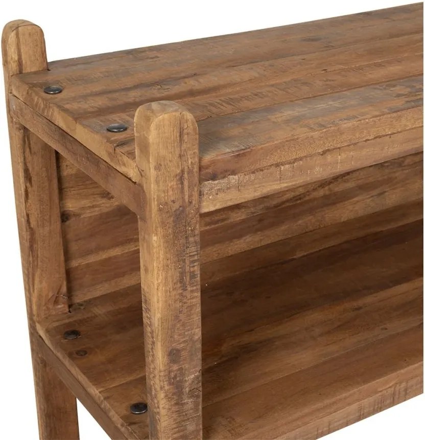 Etajeră din lemn de mango și acacia, natur, cu 3 rafturi, aspect rustic, 100 x 90 x 35 cm, „Campagne”