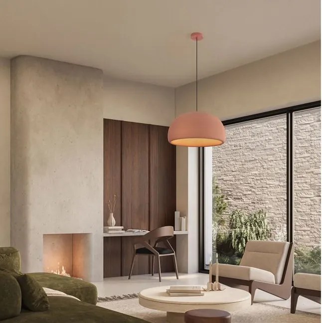 Lustra suspendata cu textura granulata Davo 43cm, rosu caramiziu