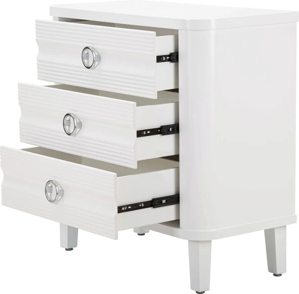 Comoda, Shine, Mauro Ferretti, 81 x 40 x 84 cm, lemn de brad/MDF/metal, alb