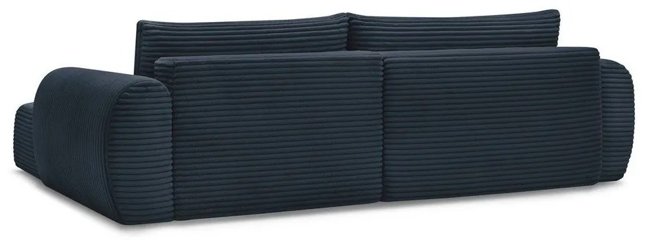 Colțar albastru închis extensibil cu tapițerie din catifea reiată (cu colț pe partea dreaptă) Lucien – Bobochic Paris