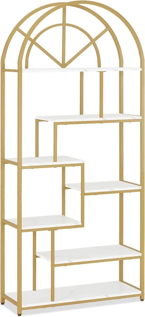 RAAU210 - Raft, 80 cm pentru salon cosmetica, birou, hol, living, baie - Alb imitatie de marmura - Auriu