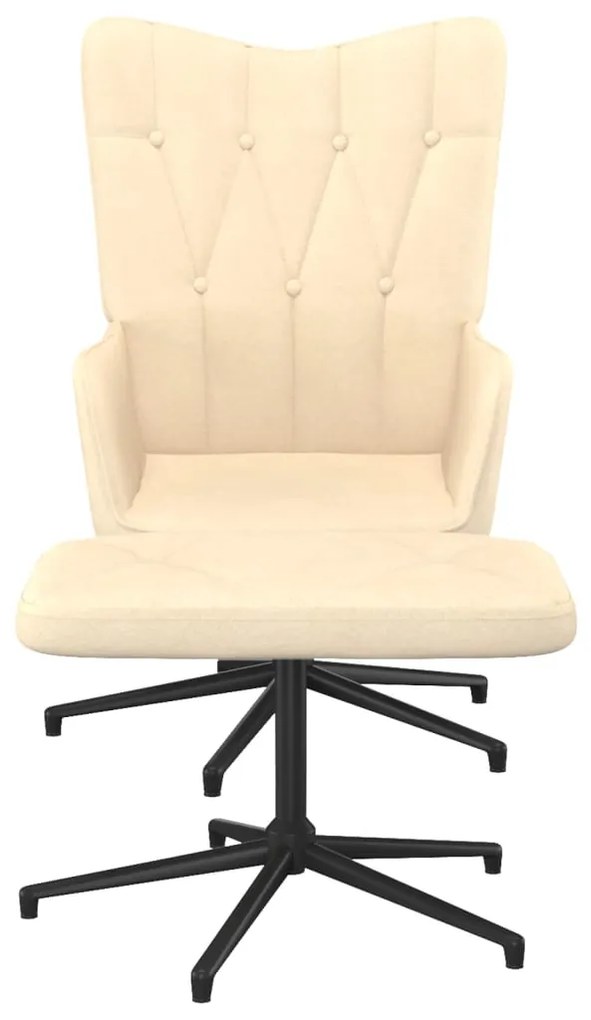 327580 vidaXL Scaun de relaxare cu taburet, crem, textil
