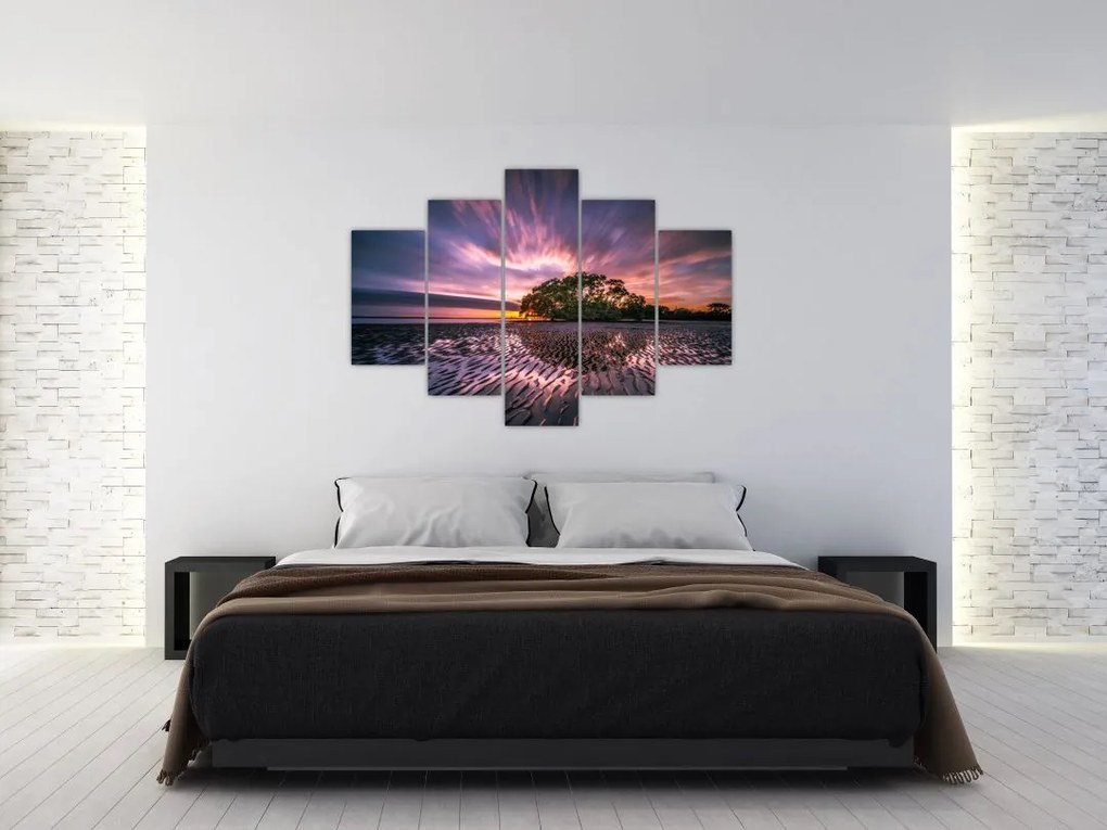 Tablou cu plajă în apus de soare (150x105 cm)