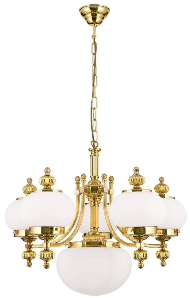Lustra suspendata eleganta stil clasic Nostalgie 6L alama lucios/opal