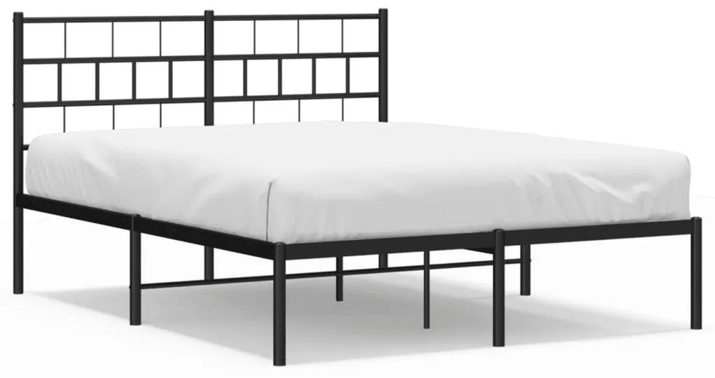 355656 vidaXL Cadru de pat metalic cu tăblie, negru, 120x190 cm