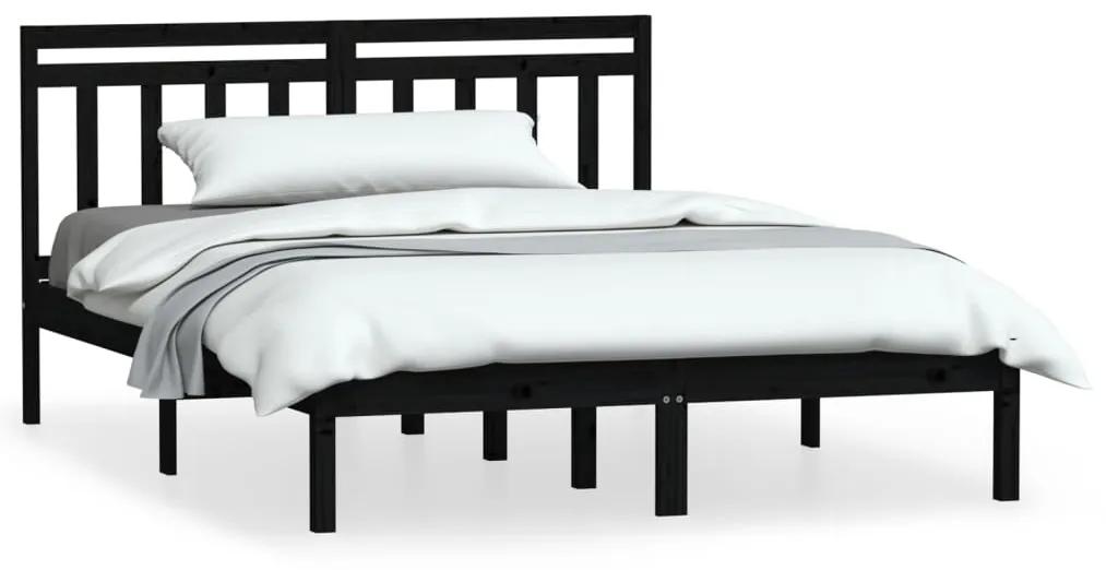 3100593 vidaXL Cadru pat, negru, 140x200 cm, lemn masiv de pin
