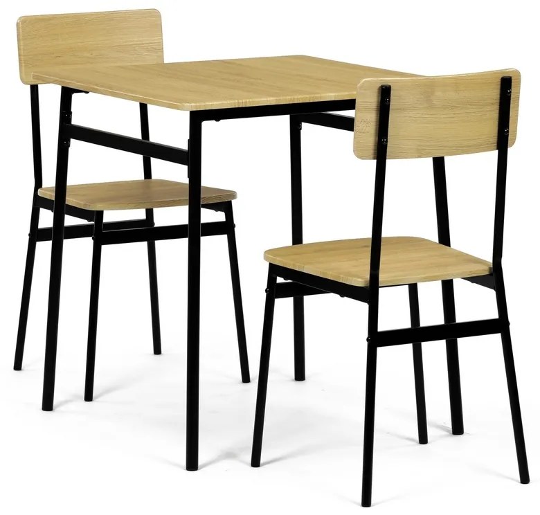 Set de masă Industrial cu 2 scaune, 70 x 70 x 76cm, stejar sălbatic