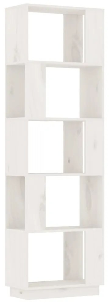 814045 vidaXL Bibliotecă/Separator cameră, alb, 51x25x163,5 cm lemn masiv pin