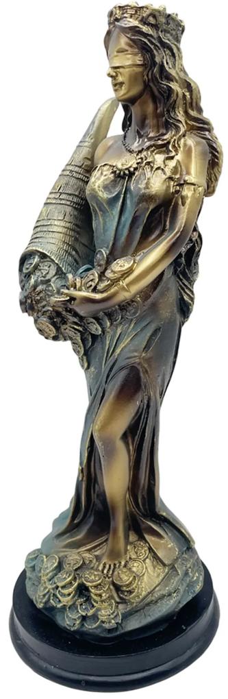 Statueta Zeita Fortuna, 24cm, Auriu  Albastru