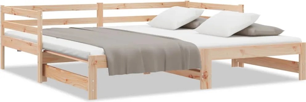 vidaXL Pat de zi extensibil, 2x(90x200) cm, lemn masiv de pin