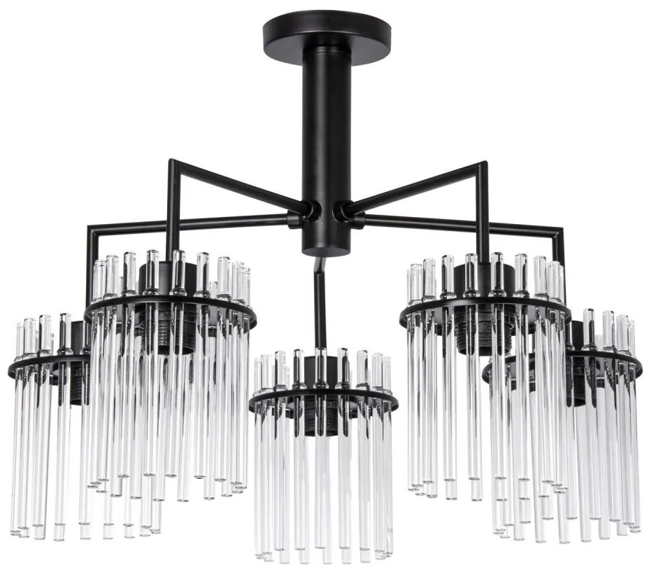 Lustră pe tijă 5xE27/60W/230V negru/transparent