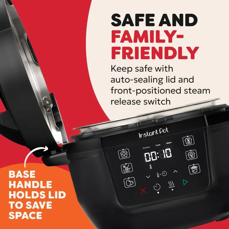 Multicooker Instant Pot Classic Mini 140800001, 800W, 3.8 l, 7 programe, Afisaj LCD, Otel inoxidabil, Negru