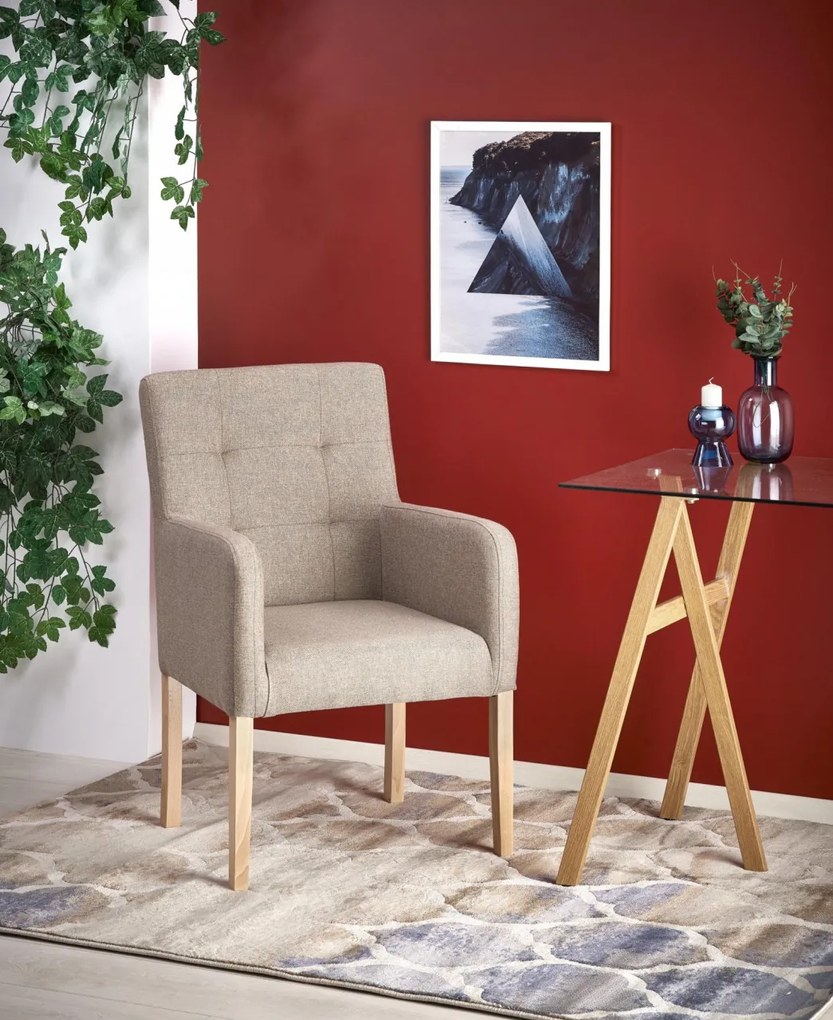 Fotoliu tapitat Filo bej - H 92 cm