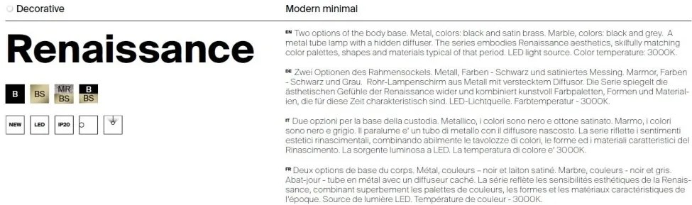 Aplica LED ambientala design minimalist Renaissance negru/alama