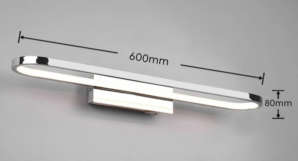 Aplică de perete argintiu-lucios LED (lungime 60 cm) Gianni – Trio