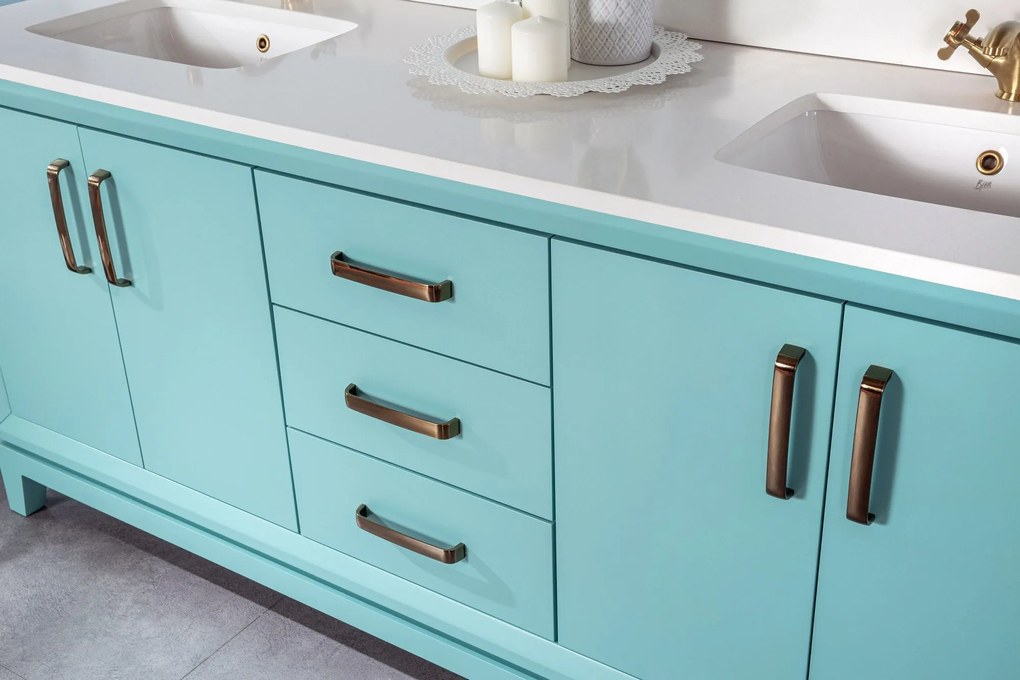 Set mobilier de baie (3 piese) Michigan 72 - Turquoise, Turcoaz, 180x86x54 cm